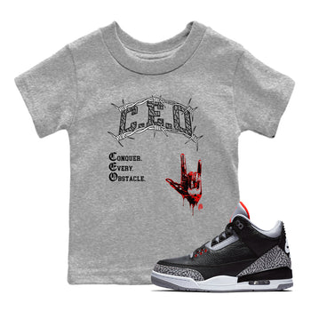 3s Black Cement shirts to match jordans CEO sneaker match tees Air Jordan 3 Black Cement match shoes to clothes SNRT Sneaker Tees Youth Baby Heather Grey 1 tee