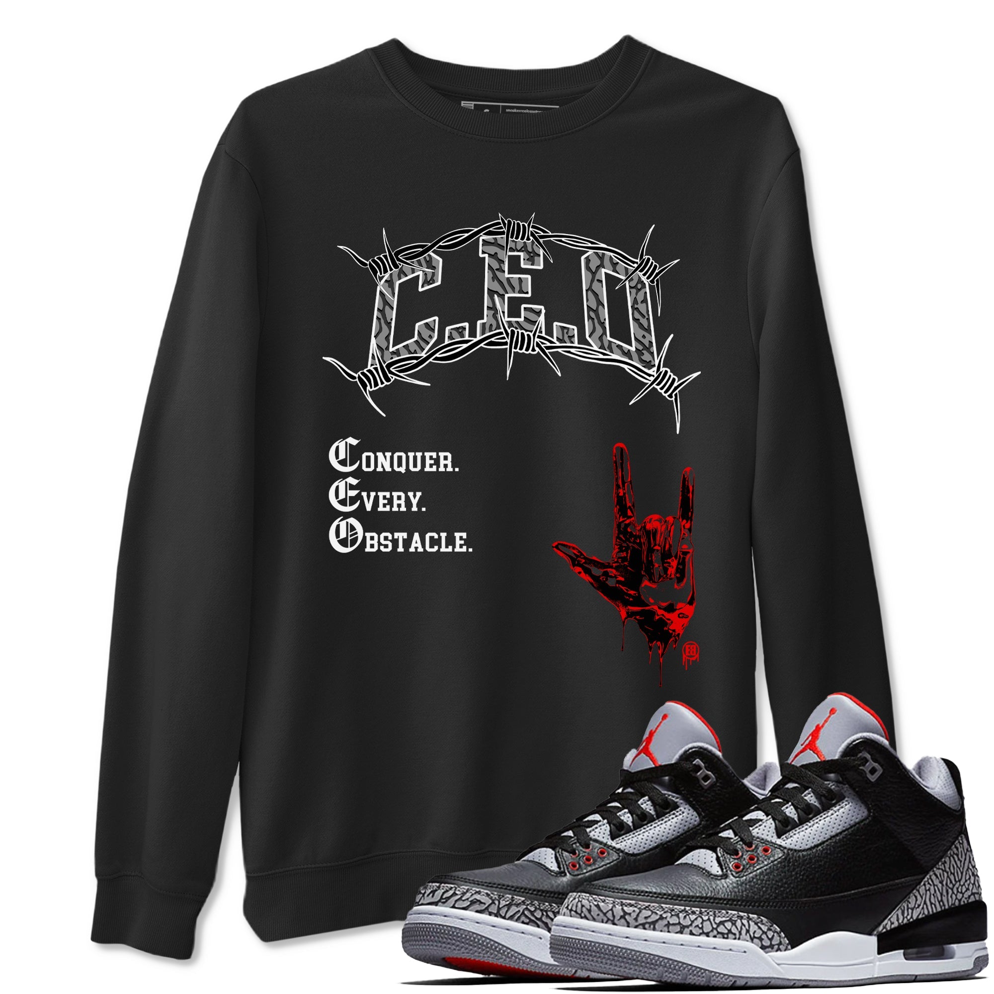 3s Black Cement shirts to match jordans CEO sneaker match tees Air Jordan 3 Black Cement match shoes to clothes SNRT Sneaker Tees unisex cotton Black 1 shirts