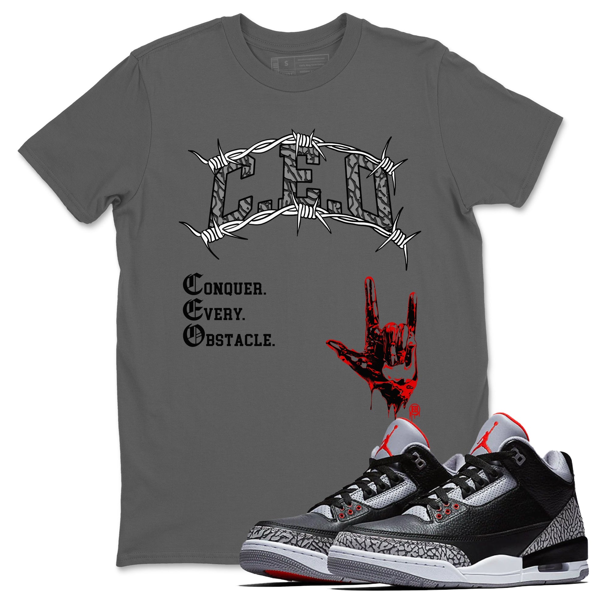3s Black Cement shirts to match jordans CEO sneaker match tees Air Jordan 3 Black Cement match shoes to clothes SNRT Sneaker Tees unisex cotton Cool Grey 1 shirts