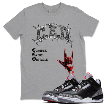 3s Black Cement shirts to match jordans CEO sneaker match tees Air Jordan 3 Black Cement match shoes to clothes SNRT Sneaker Tees unisex cotton Heather Grey 1 shirts
