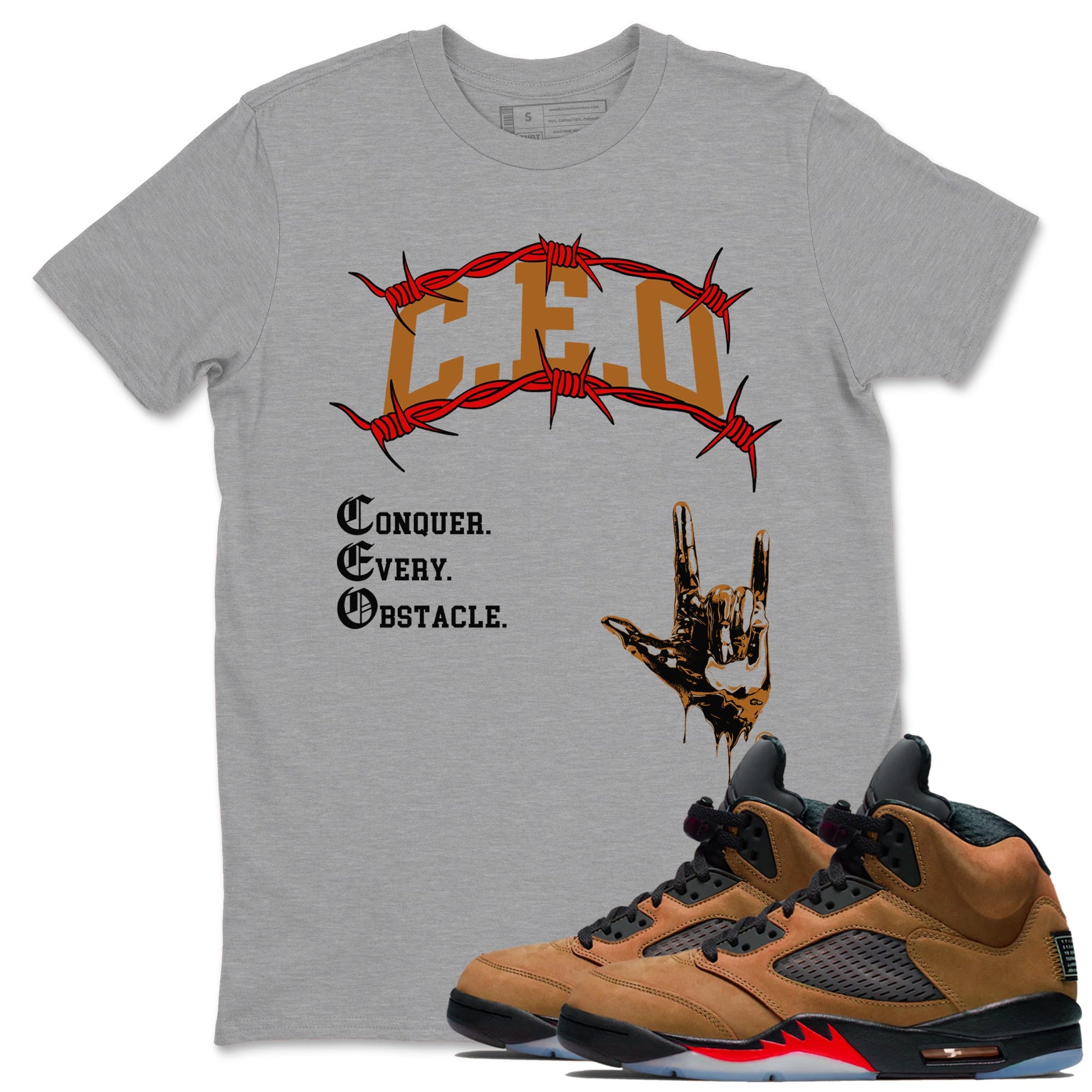 5s Archaeo Brown shirts to match jordans CEO sneaker match tees Air Jordan 5 Archaeo Brown match shoes to clothes SNRT Sneaker Tees unisex cotton Heather Grey 1 shirts