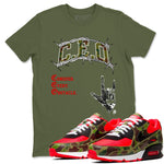 Air Max 90 Reverse Camo shirts to match jordans CEO sneaker match tees Air Max 90 Reverse Duck Camo match shoes to clothes SNRT Sneaker Tees unisex cotton Military Green 1 shirts