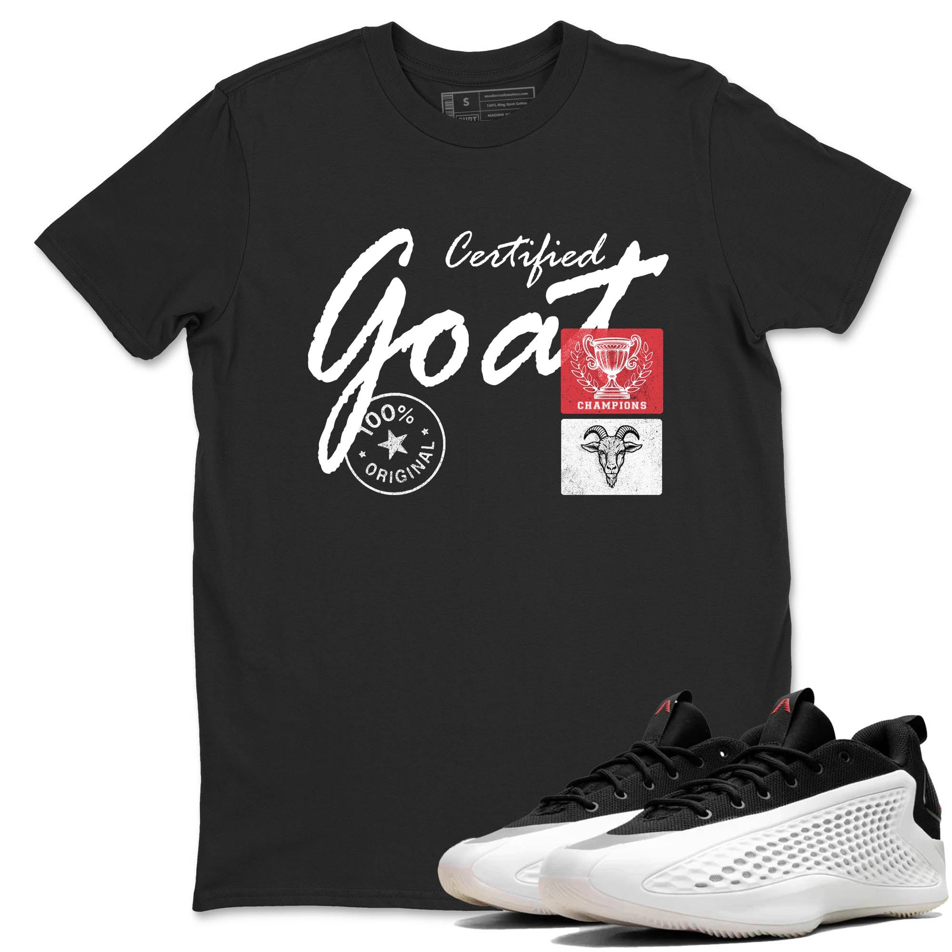 Sneaker Threads – Sneaker Tees To Match Adidas AE 1 Best Of Adi – Certified Goat Graphic Tee Black 1. Perfect for Jordan releases 2025 colorways. AE 1 Best Of Adi: Perfect for Anthony Edwards basketball sneaker drops and bold black, white, and red colorways from 2025.