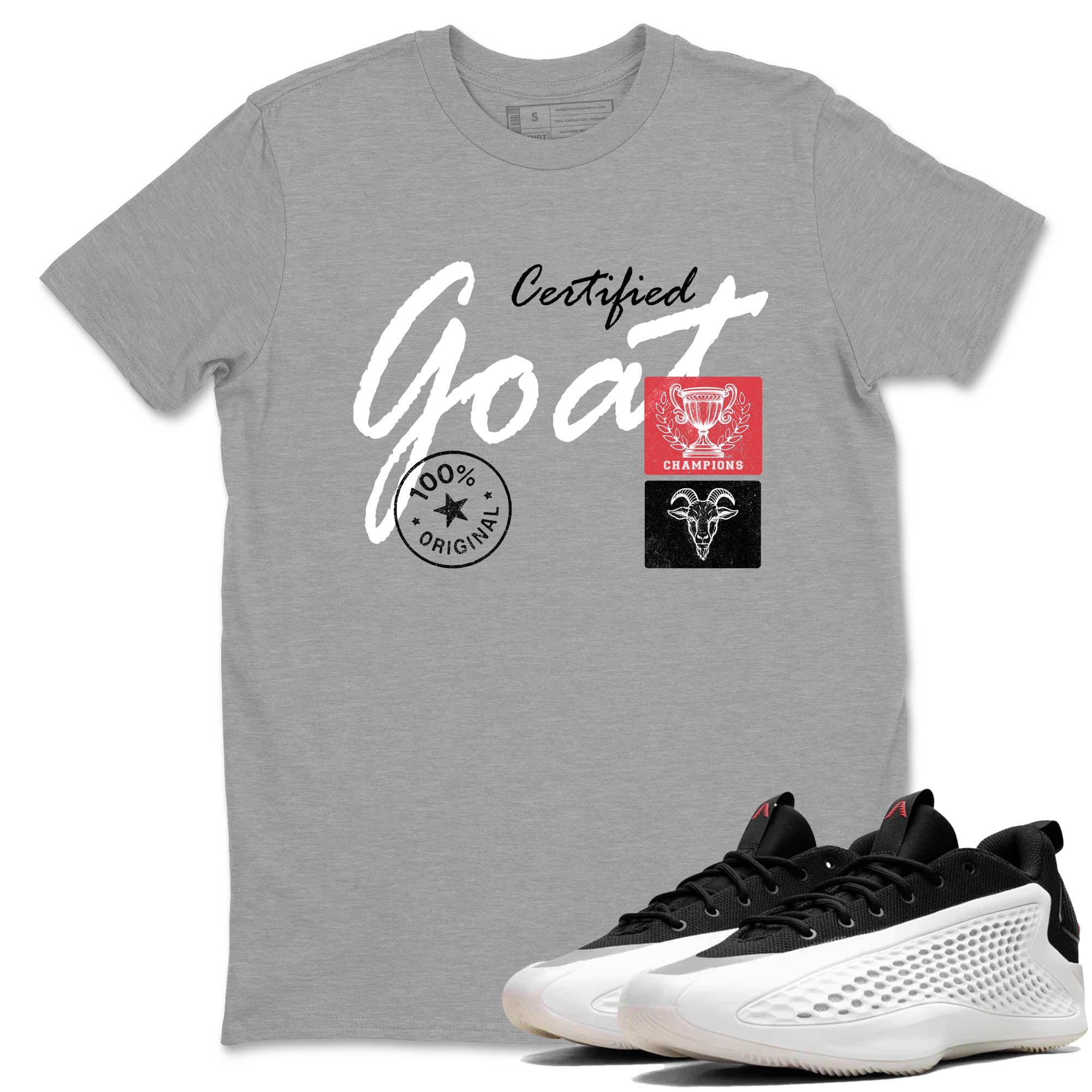 Sneaker Threads – Sneaker Tees To Match Adidas AE 1 Best Of Adi – Certified Goat Graphic Tee Heather Grey 1. Perfect for Jordan releases 2025 colorways. AE 1 Best Of Adi: Perfect for Anthony Edwards basketball sneaker drops and bold black, white, and red colorways from 2025.