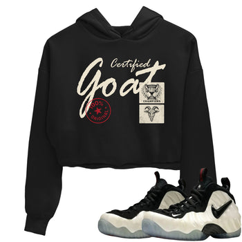 Sneaker Threads – Sneaker Tees To Match Air Foamposite One Pearl – Certified Goat Crop Tee Black 1. Perfect for Jordan releases 2025 colorways.