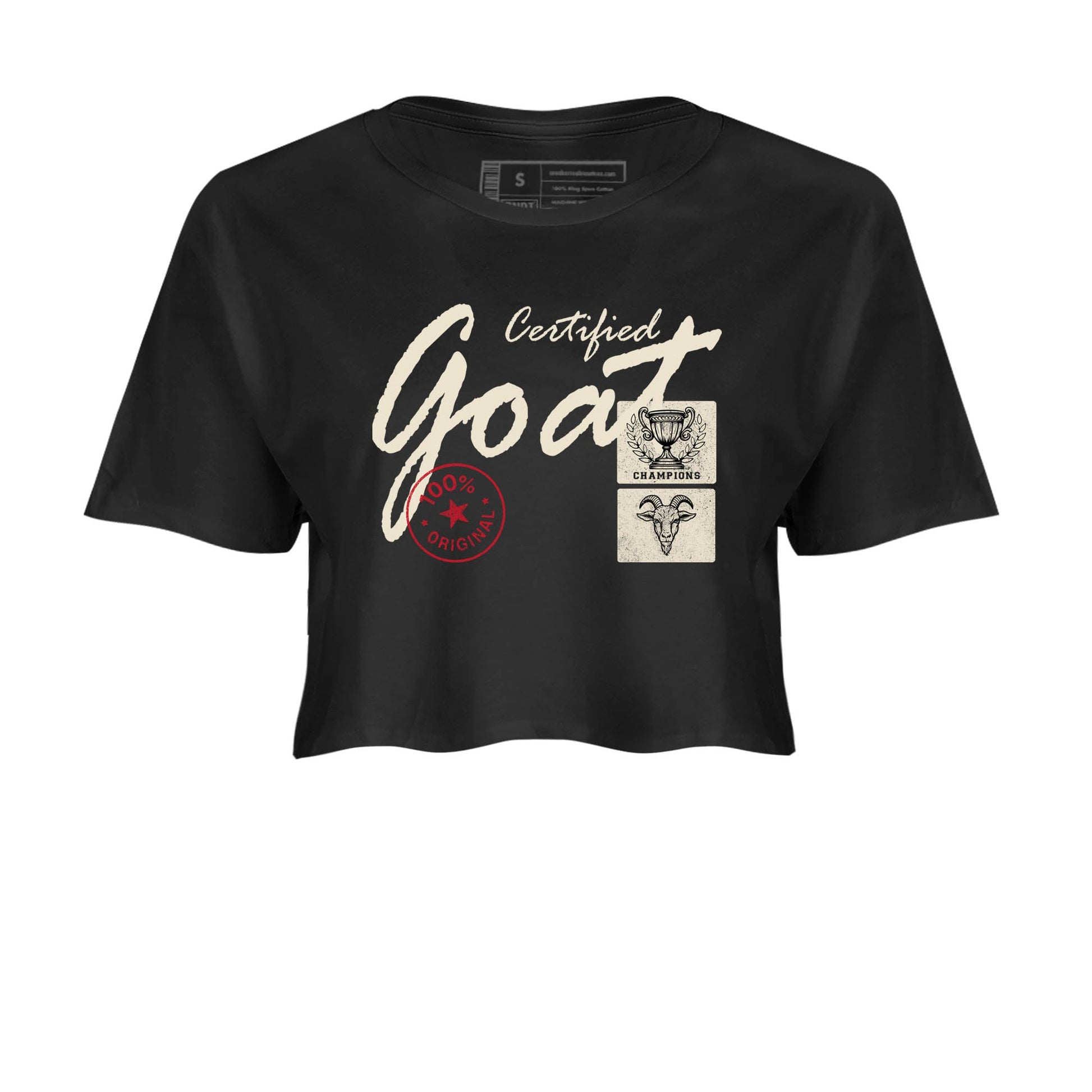 Sneaker Threads – Sneaker Tees To Match Air Foamposite One Pearl – Certified Goat Crop Tee Black 2. Perfect for Jordan releases 2025 colorways.