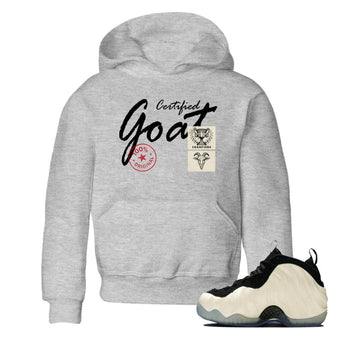 Sneaker Threads – Sneaker Tees To Match Air Foamposite One Pearl – Certified Goat Youth Graphic Tee Heather Grey 1. Perfect for Jordan releases 2025 colorways.