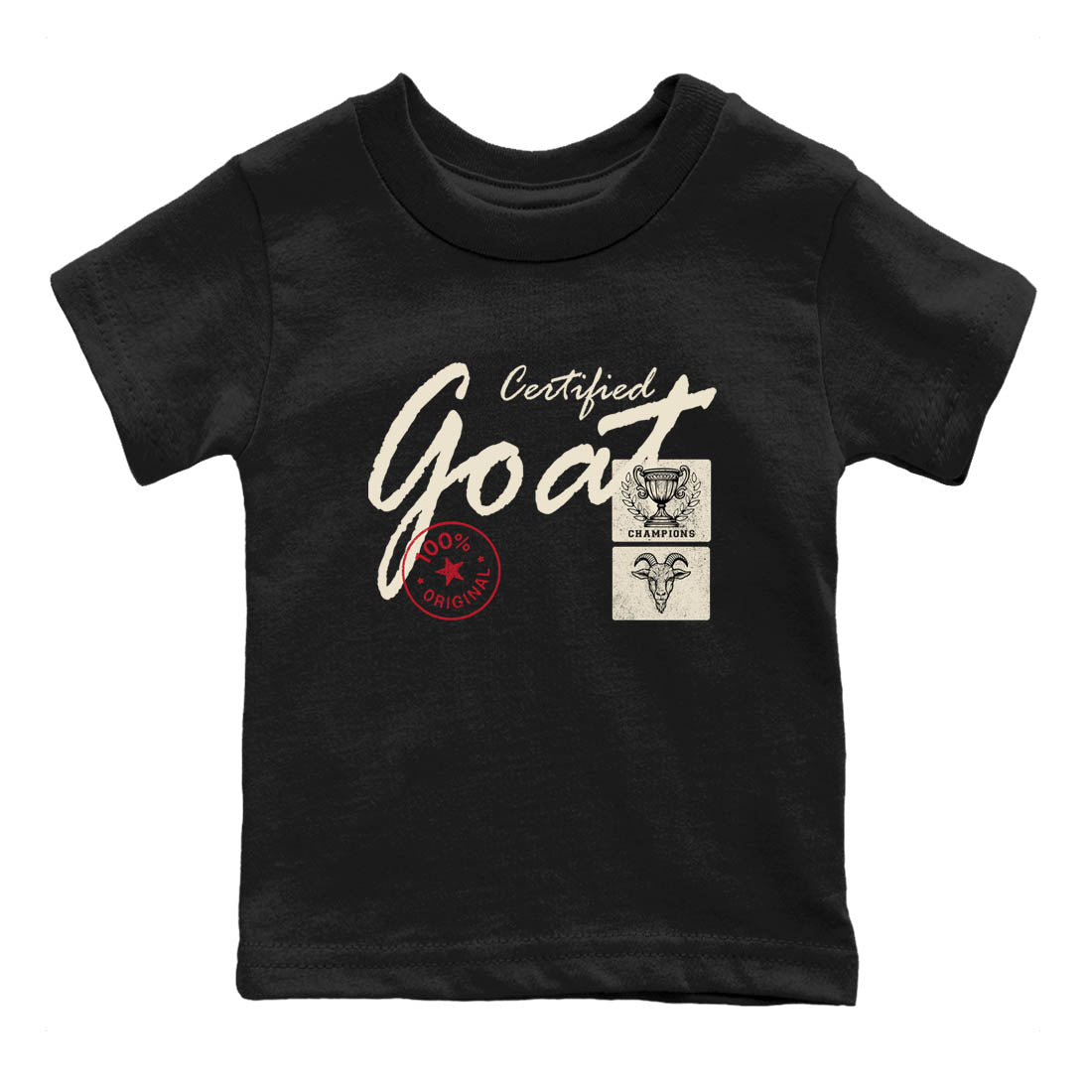 Sneaker Threads – Sneaker Tees To Match Air Foamposite One Pearl – Certified Goat Youth Graphic Tee Black 2. Perfect for Jordan releases 2025 colorways.