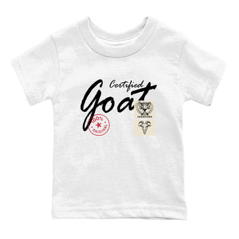Sneaker Threads – Sneaker Tees To Match Air Foamposite One Pearl – Certified Goat Youth Graphic Tee White 2. Perfect for Jordan releases 2025 colorways.
