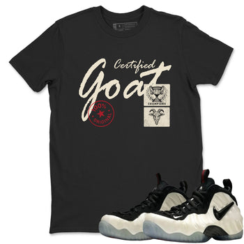Sneaker Threads – Sneaker Tees To Match Air Foamposite One Pearl – Certified Goat Graphic Tee Black 1. Perfect for Jordan releases 2025 colorways.