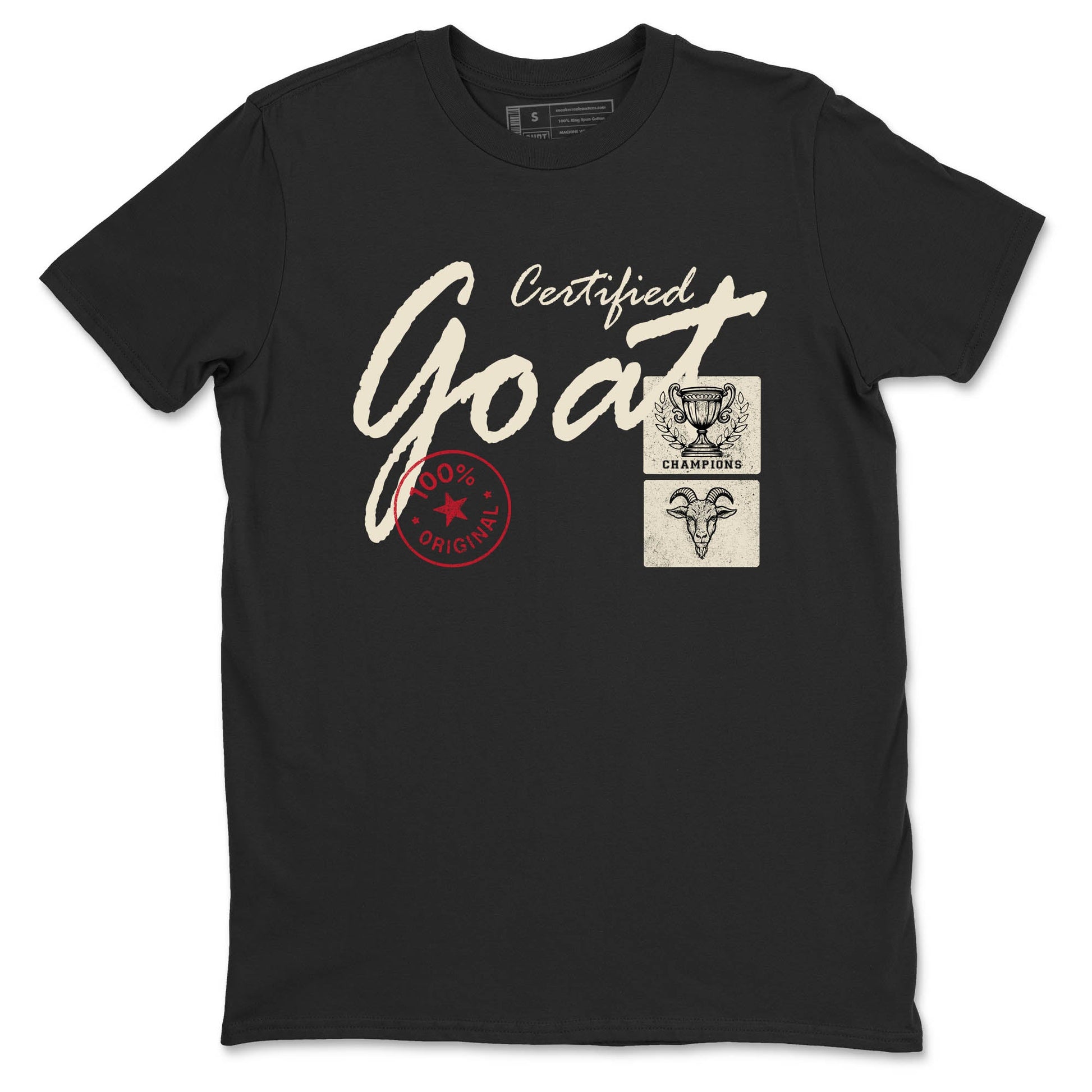 Sneaker Threads – Sneaker Tees To Match Air Foamposite One Pearl – Certified Goat Graphic Tee Black 2. Perfect for Jordan releases 2025 colorways.