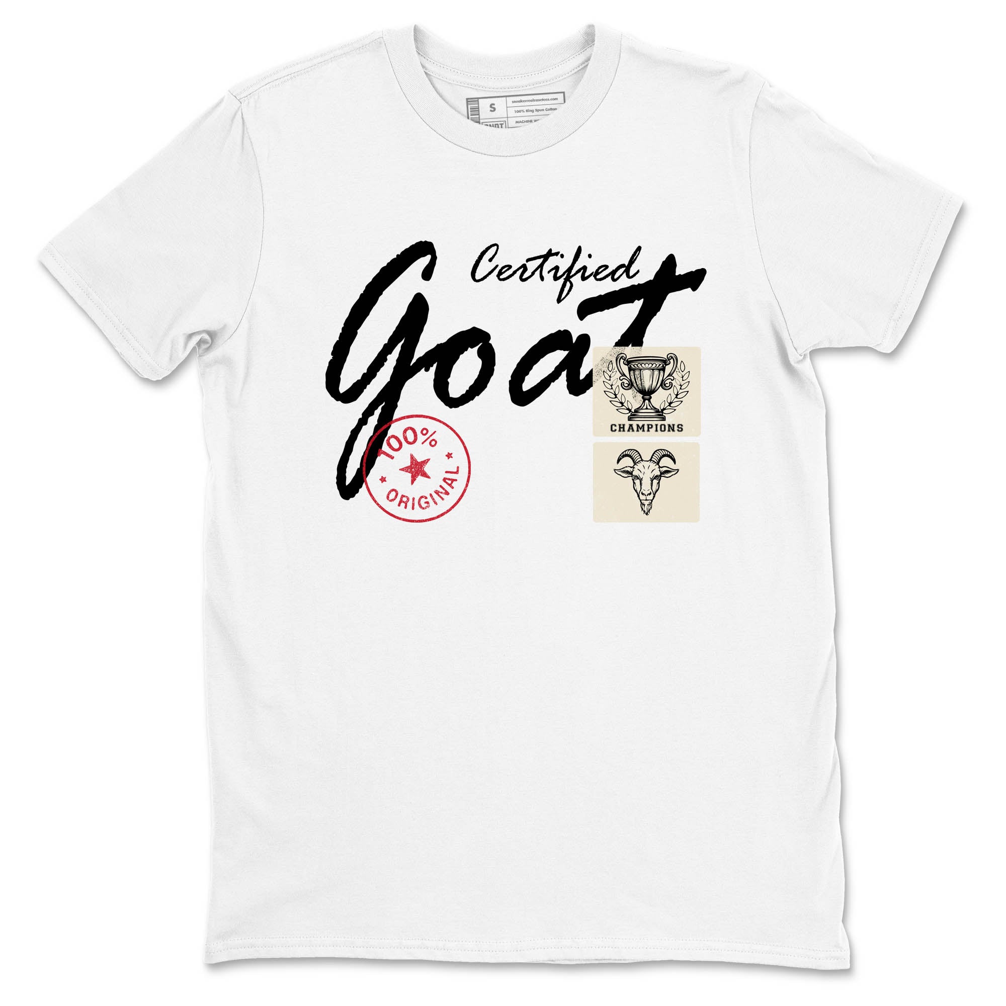 Sneaker Threads – Sneaker Tees To Match Air Foamposite One Pearl – Certified Goat Graphic Tee White 2. Perfect for Jordan releases 2025 colorways.