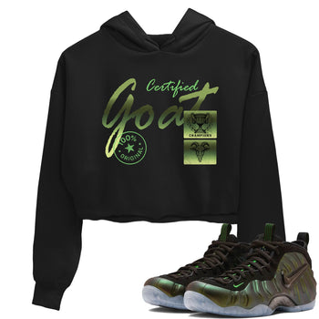 Best Christmas gifts for sneakerheads - Sneaker Tees To Match Air Foamposite One Pine Green Sneakers – Certified Goat Crop T-Shirt Black 1