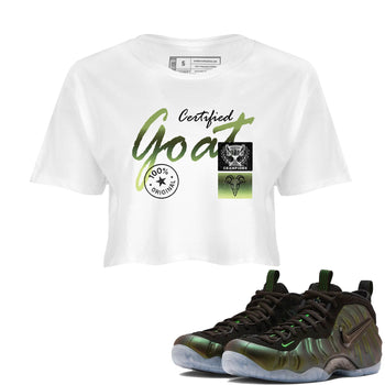 Best Christmas gifts for sneakerheads - Sneaker Tees To Match Air Foamposite One Pine Green Sneakers – Certified Goat Crop T-Shirt White 1