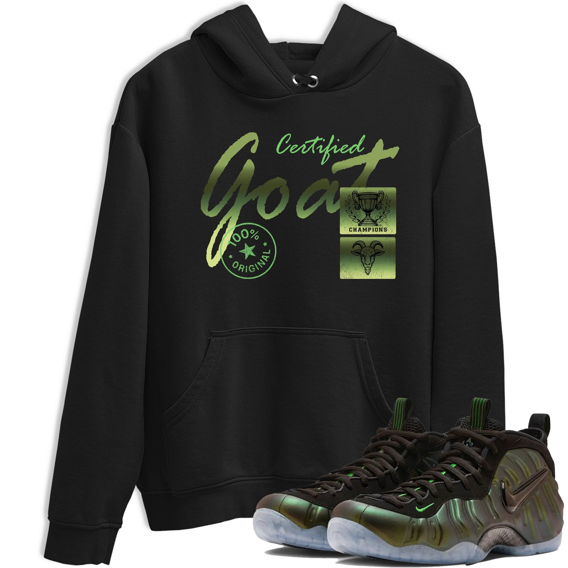 Best Christmas gifts for sneakerheads - Sneaker Tees To Match Air Foamposite One Pine Green Sneakers – Certified Goat Tee Black 1