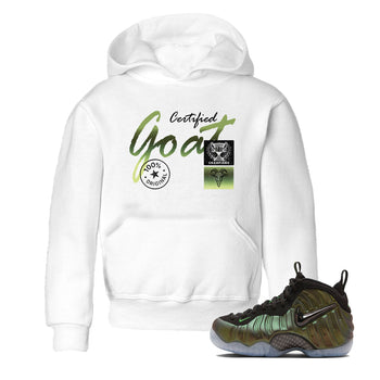 Best Christmas gifts for sneakerheads - Sneaker Tees To Match Air Foamposite One Pine Green Sneakers – Certified Goat Kids T-Shirt White 1