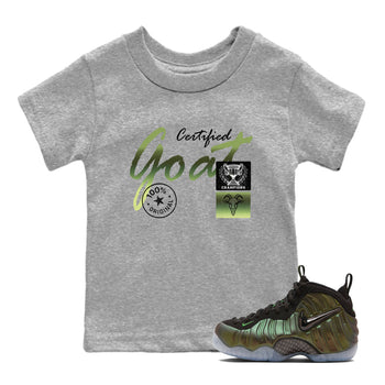 Best Christmas gifts for sneakerheads - Sneaker Tees To Match Air Foamposite One Pine Green Sneakers – Certified Goat Kids T-Shirt Heather Grey 1