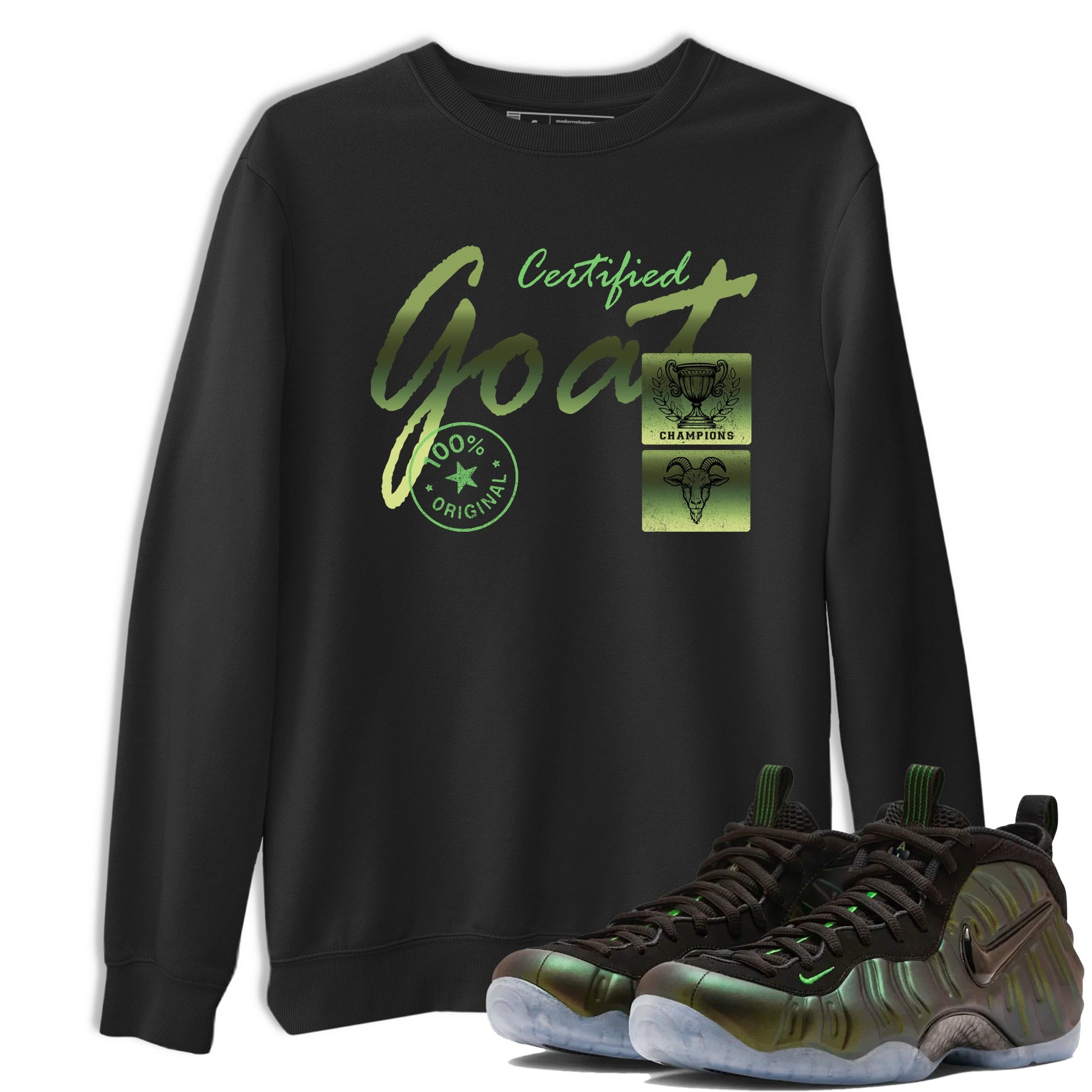Best Christmas gifts for sneakerheads - Sneaker Tees To Match Air Foamposite One Pine Green Sneakers – Certified Goat Tee Black 1