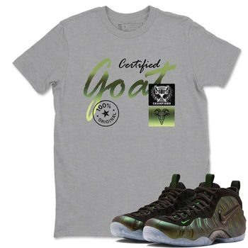 Best Christmas gifts for sneakerheads - Sneaker Tees To Match Air Foamposite One Pine Green Sneakers – Certified Goat Tee Heather Grey 1