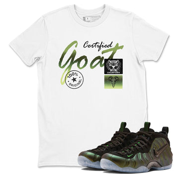 Best Christmas gifts for sneakerheads - Sneaker Tees To Match Air Foamposite One Pine Green Sneakers – Certified Goat Tee White 1