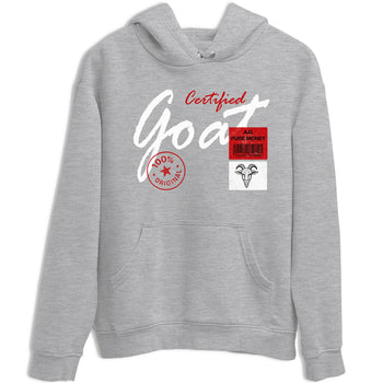 Certified Goat sneaker match t-shirt styled to complete your fit with the Air Force 1 University Red sneakers, shown in Heather Grey 2.