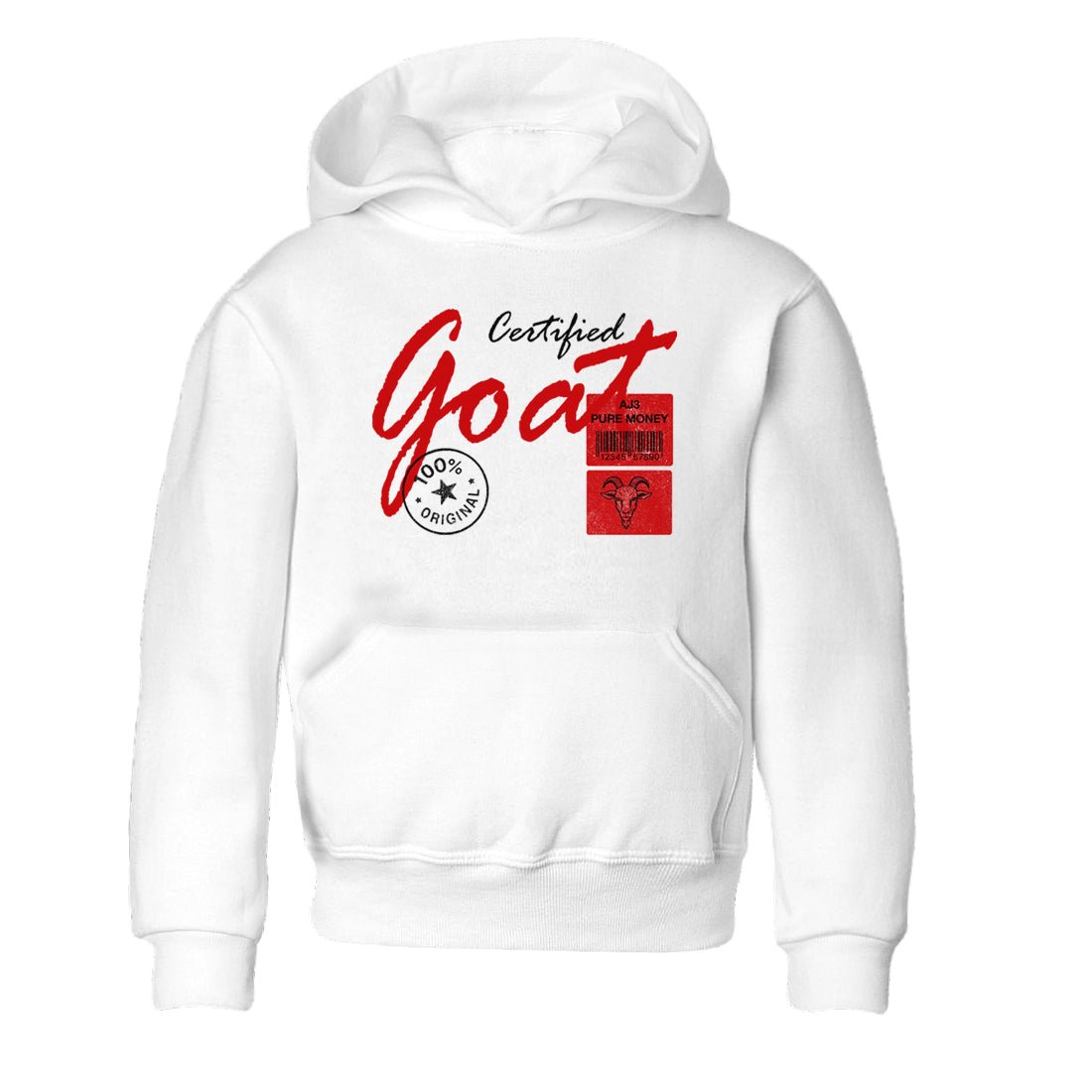 Certified Goat baby and kids t-shirt crafted for little sneakerheads to shine with the Air Force 1 University Red sneakers, displayed in White 2.