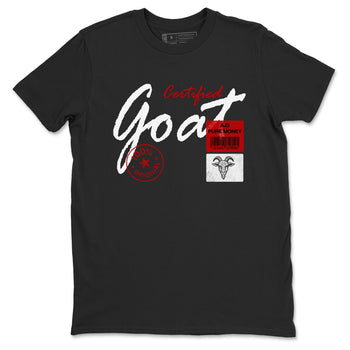 Certified Goat sneaker match t-shirt styled to complete your fit with the Air Force 1 University Red sneakers, shown in Black 2.
