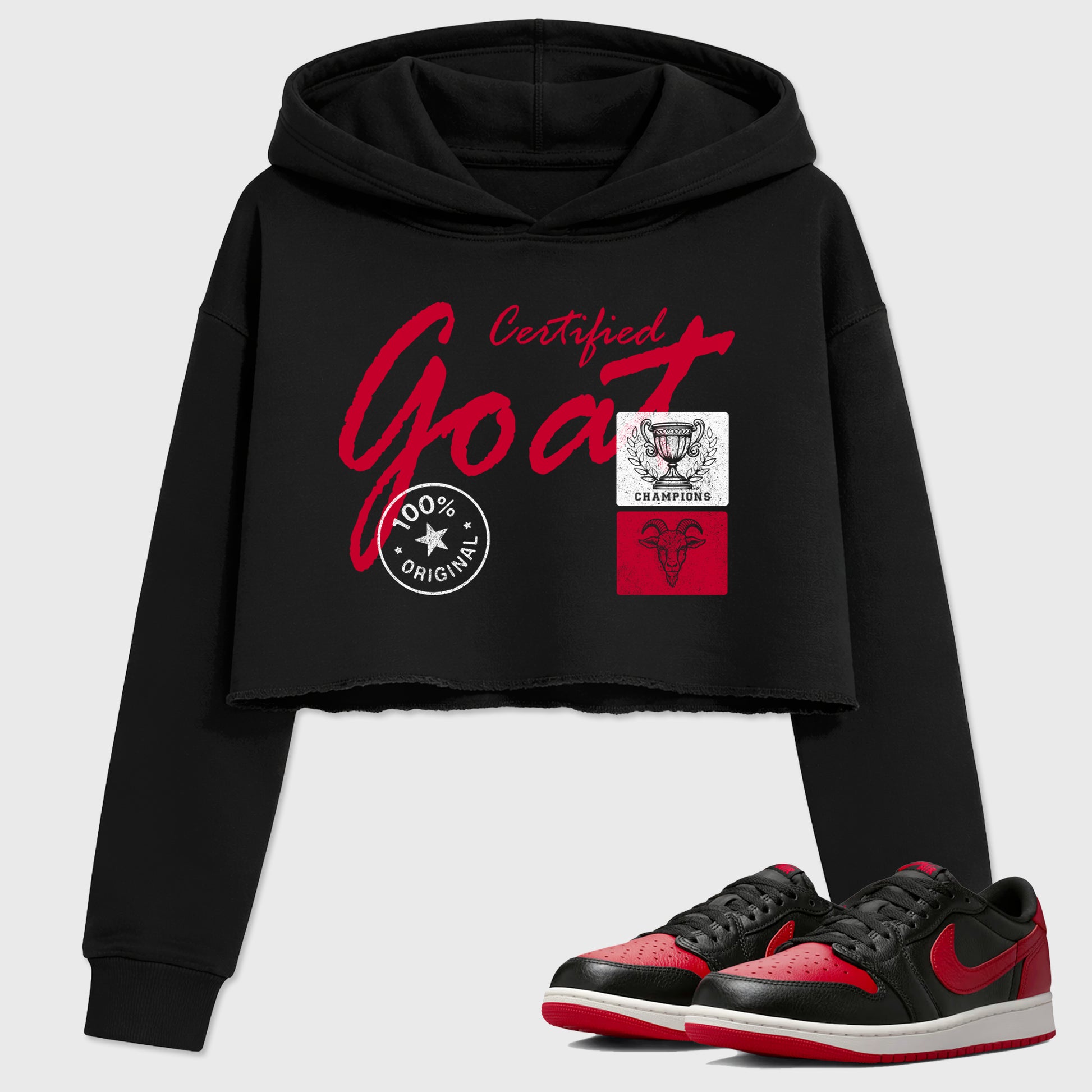 Sneaker match tees – Sneaker Tees To Match Air Jordan 1 Banned Shoes – Certified Goat Crop T-Shirt Black 1