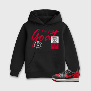 Sneaker match tees – Sneaker Tees To Match Air Jordan 1 Banned Shoes – Certified Goat Kids T-Shirt Black 1