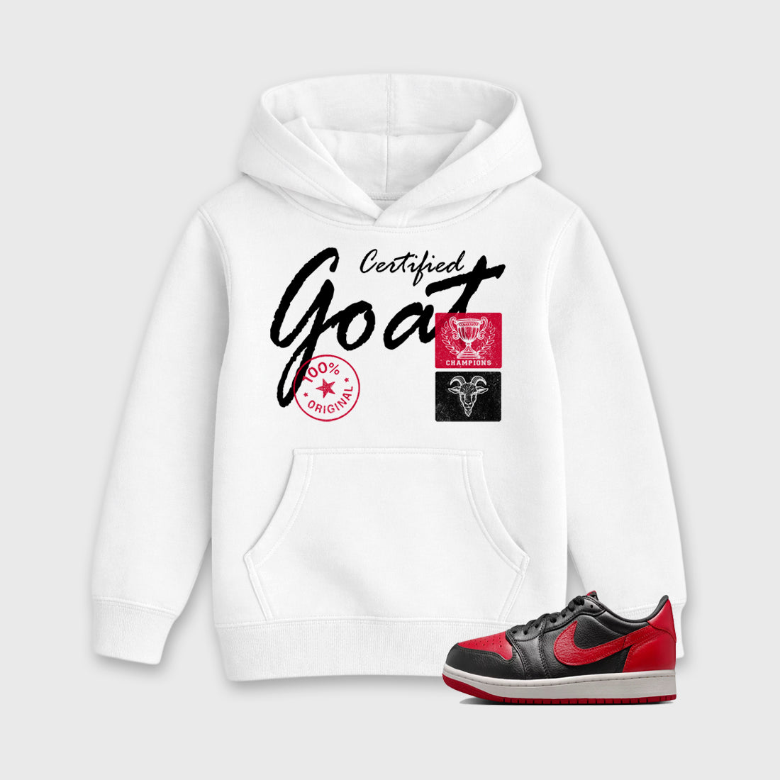 Sneaker match tees – Sneaker Tees To Match Air Jordan 1 Banned Shoes – Certified Goat Kids T-Shirt White 1