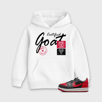 Sneaker match tees – Sneaker Tees To Match Air Jordan 1 Banned Shoes – Certified Goat Kids T-Shirt White 1