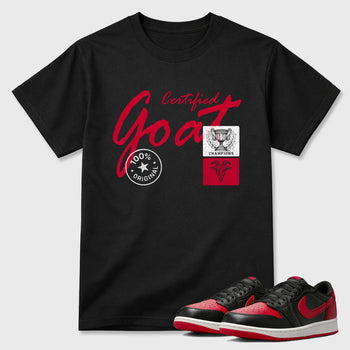 Sneaker match tees – Sneaker Tees To Match Air Jordan 1 Banned Shoes – Certified Goat Tee Black 1
