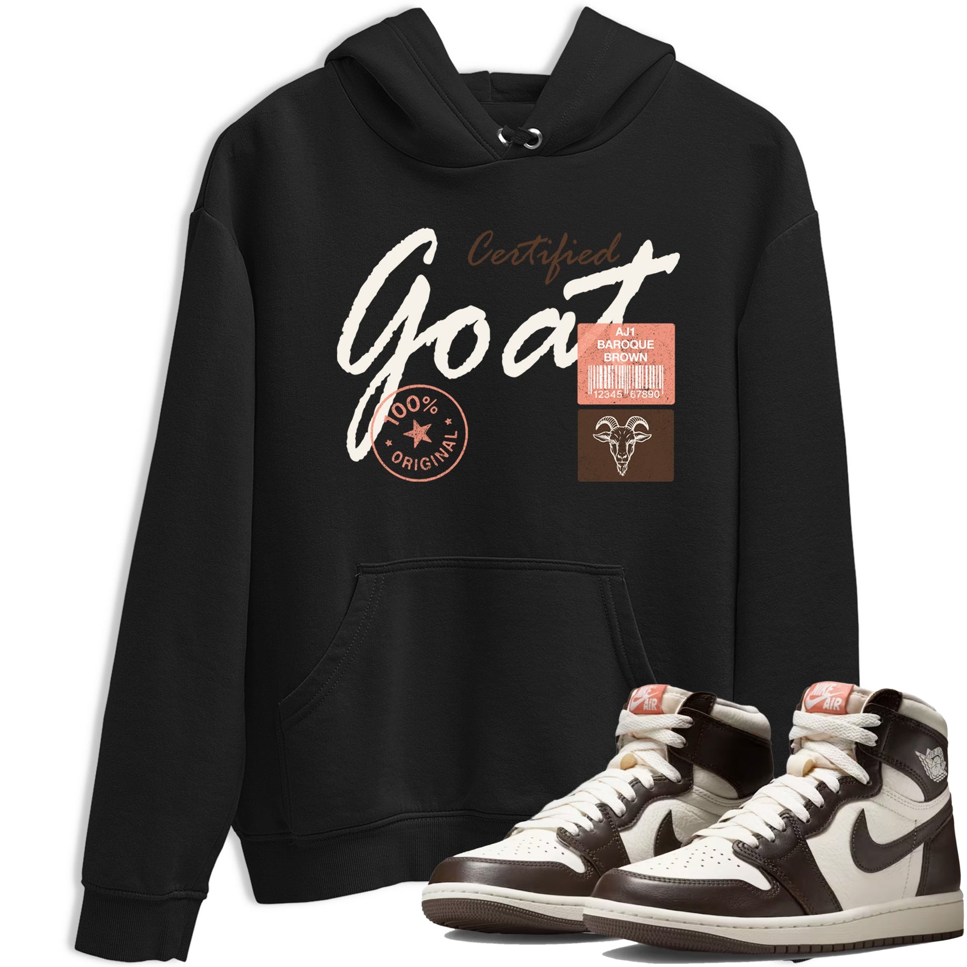 Sneaker match tees – Sneaker Tees To Match Air Jordan 1 Baroque Brown Shoes – Certified Goat Tee Black 1