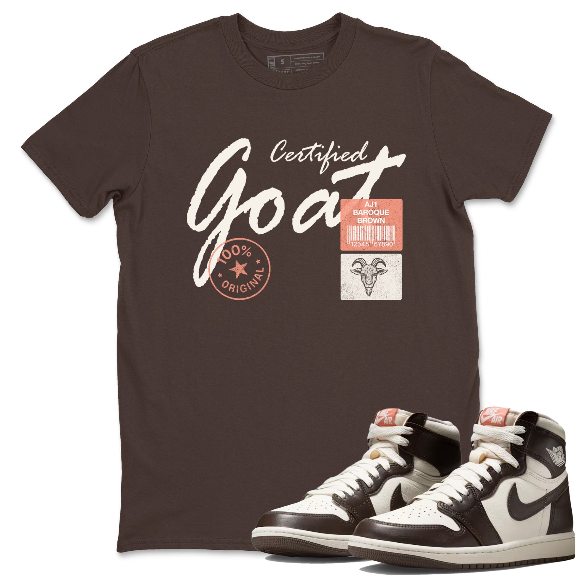 Sneaker match tees – Sneaker Tees To Match Air Jordan 1 Baroque Brown Shoes – Certified Goat Tee Dark Chocolate 1