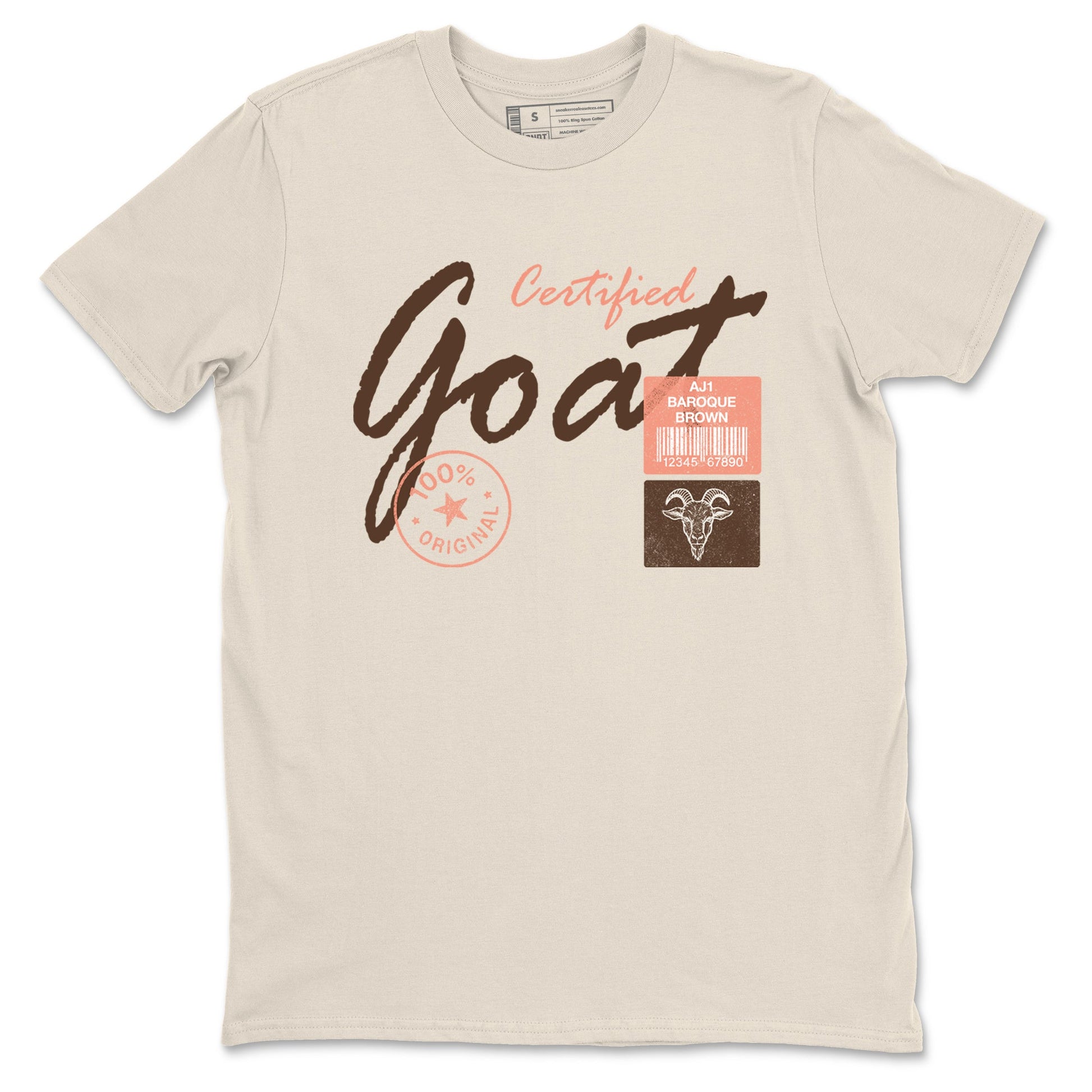Sneaker match tees – Sneaker Tees To Match Air Jordan 1 Baroque Brown Shoes – Certified Goat Tee Natural 2