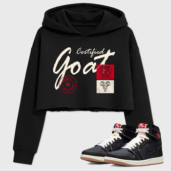 Sneaker match tees – Sneaker Tees To Match Air Jordan 1 Flight Club Shoes – Certified Goat Crop T-Shirt Black 1