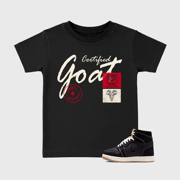 Sneaker match tees – Sneaker Tees To Match Air Jordan 1 Flight Club Shoes – Certified Goat Kids T-Shirt Black 1