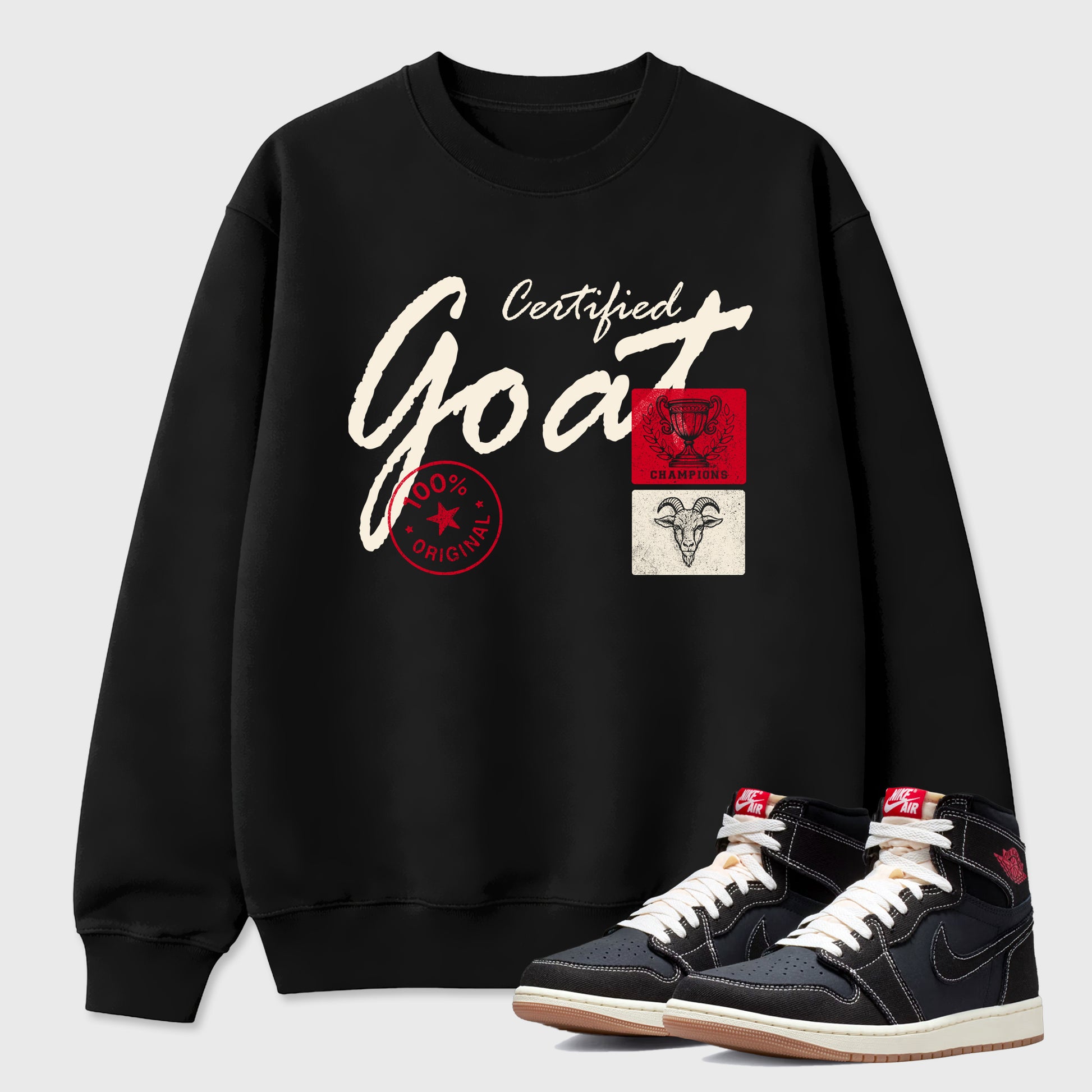 Sneaker match tees – Sneaker Tees To Match Air Jordan 1 Flight Club Shoes – Certified Goat Tee Black 1