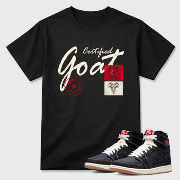 Sneaker match tees – Sneaker Tees To Match Air Jordan 1 Flight Club Shoes – Certified Goat Tee Black 1