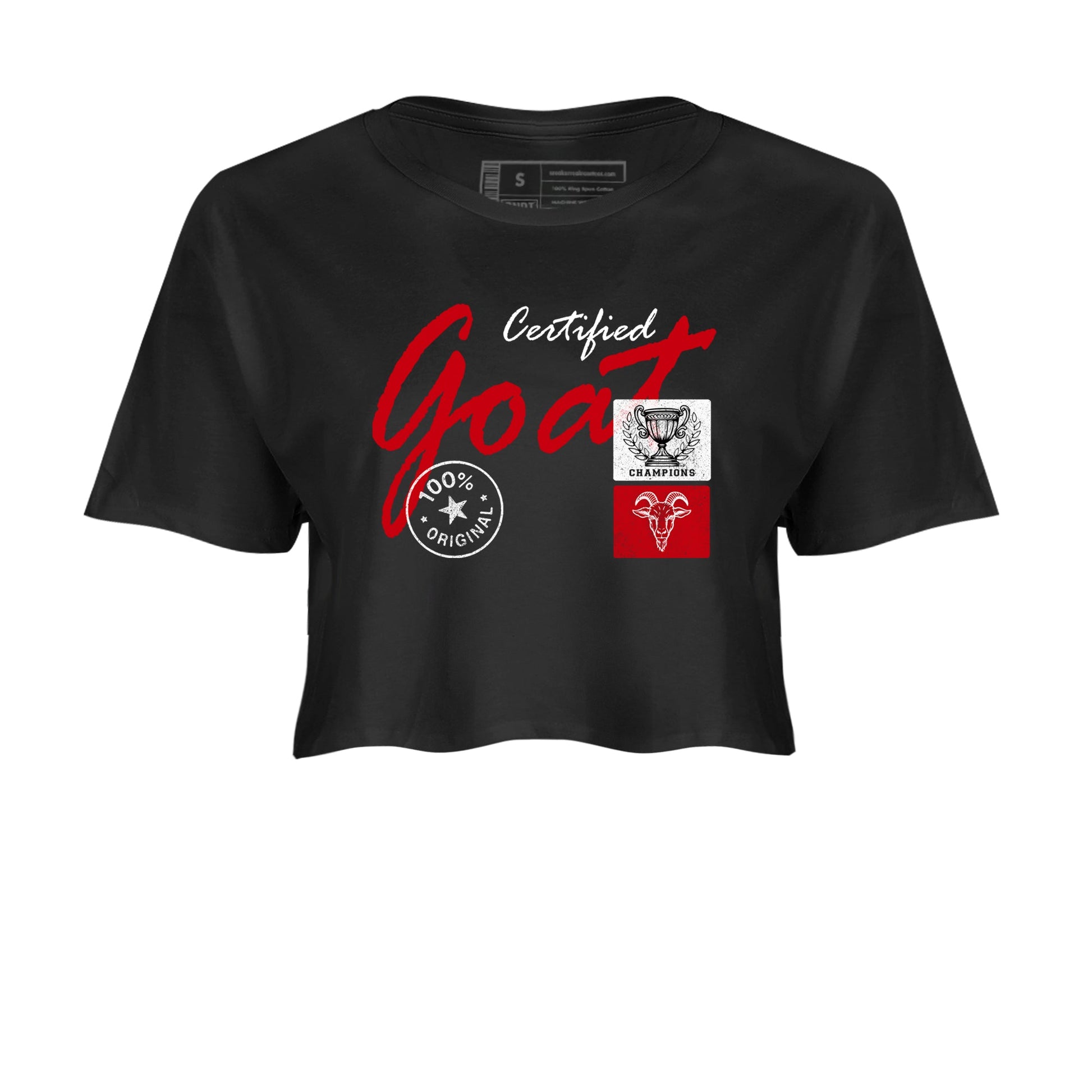 Best Sneakerfit graphic tee – Sneaker Tees To Match Air Jordan 1 Low Chicago Sneakers – Certified Goat Crop T-Shirt Black 2