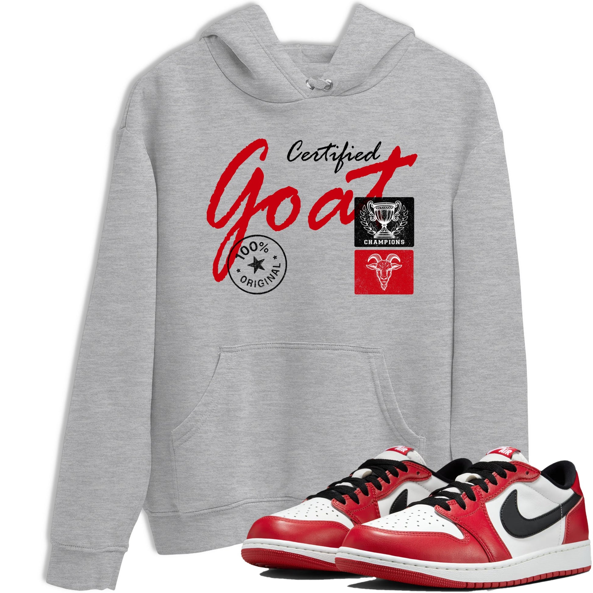 Best Sneakerfit graphic tee – Sneaker Tees To Match Air Jordan 1 Low Chicago Sneakers – Certified Goat Tee Heather Grey 1