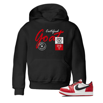 Best Sneakerfit graphic tee – Sneaker Tees To Match Air Jordan 1 Low Chicago Sneakers – Certified Goat Kids T-Shirt Black 1