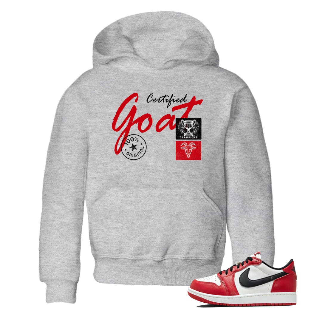 Best Sneakerfit graphic tee – Sneaker Tees To Match Air Jordan 1 Low Chicago Sneakers – Certified Goat Kids T-Shirt Heather Grey 1