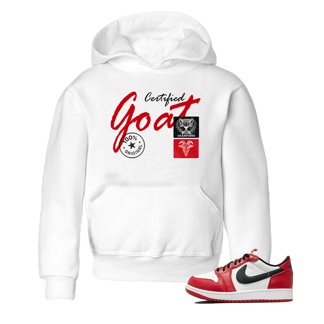 Best Sneakerfit graphic tee – Sneaker Tees To Match Air Jordan 1 Low Chicago Sneakers – Certified Goat Kids T-Shirt White 1