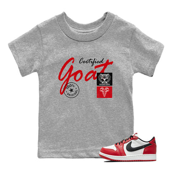 Best Sneakerfit graphic tee – Sneaker Tees To Match Air Jordan 1 Low Chicago Sneakers – Certified Goat Kids T-Shirt Heather Grey 1