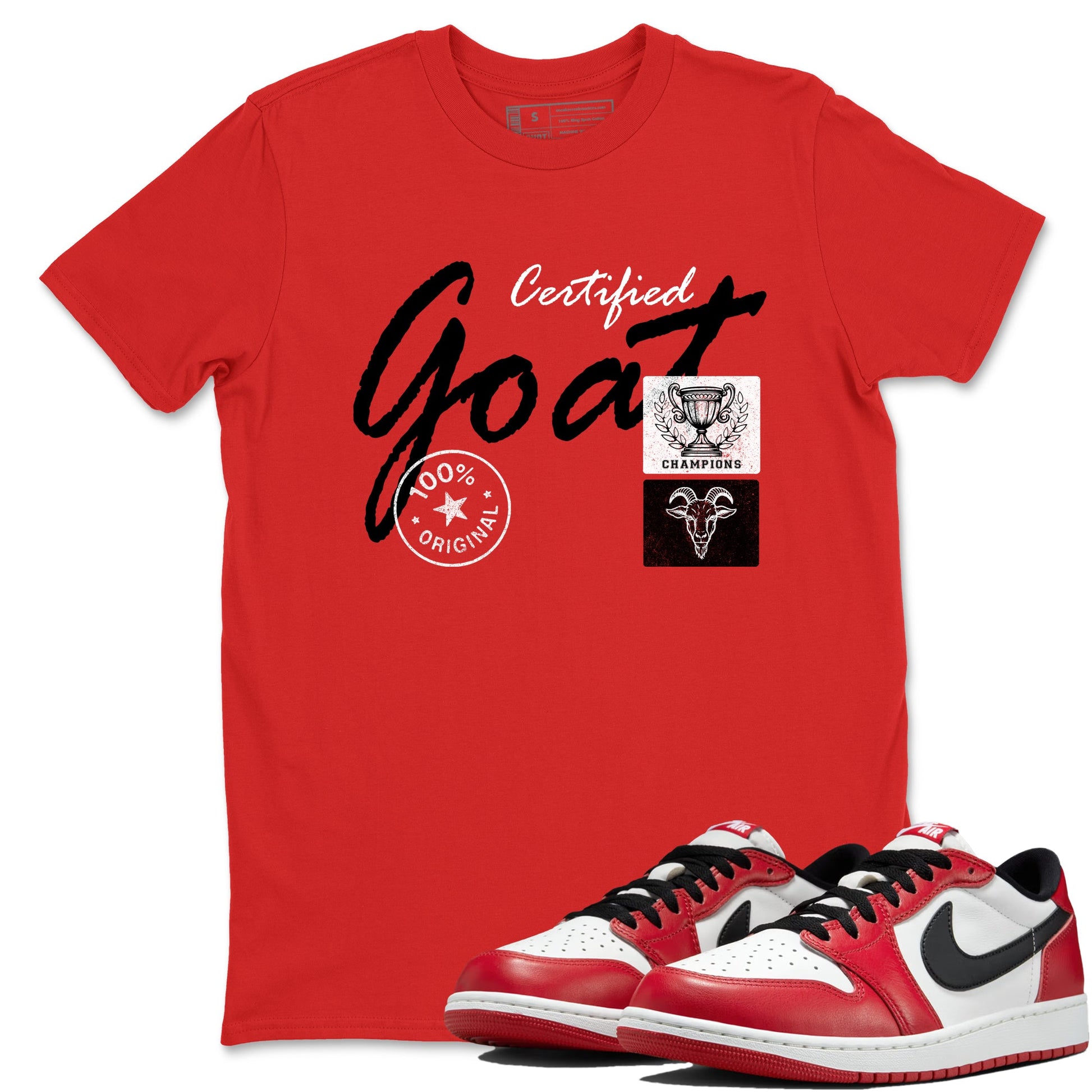 Best Sneakerfit graphic tee – Sneaker Tees To Match Air Jordan 1 Low Chicago Sneakers – Certified Goat Tee Red 1