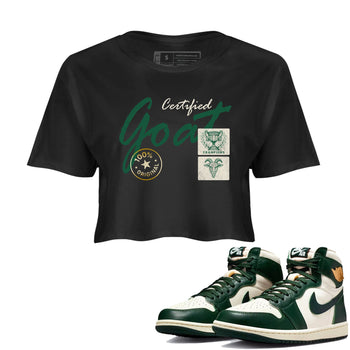 Sneaker Threads – Sneaker Tees To Match Air Jordan 1 Pro Green – Certified Goat Crop Tee Black 1. Perfect for Jordan releases 2025 colorways.