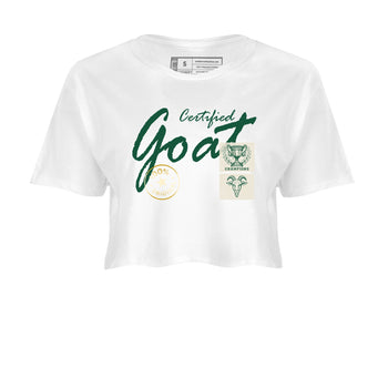 Sneaker Threads – Sneaker Tees To Match Air Jordan 1 Pro Green – Certified Goat Crop Tee White 2. Perfect for Jordan releases 2025 colorways.