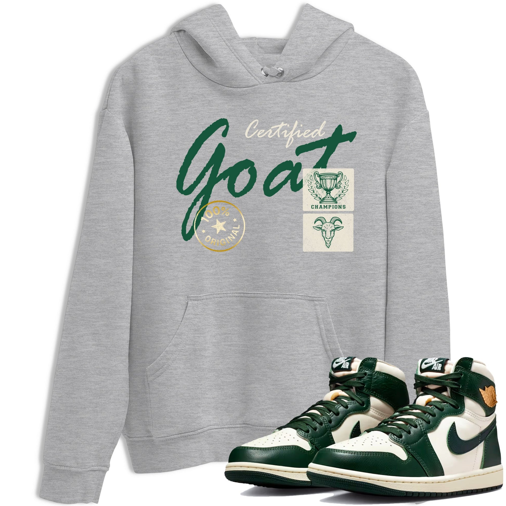 Sneaker Threads – Sneaker Tees To Match Air Jordan 1 Pro Green – Certified Goat Graphic Tee Heather Grey 1. Perfect for Jordan releases 2025 colorways.
