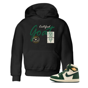Sneaker Threads – Sneaker Tees To Match Air Jordan 1 Pro Green – Certified Goat Youth Graphic Tee Black 1. Perfect for Jordan releases 2025 colorways.